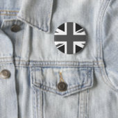 Black Union Jack British Flag Pin Button (In situ)