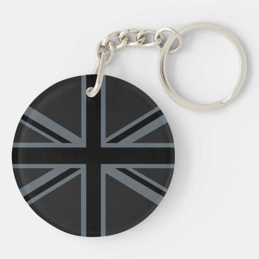 Black Union Jack UK Flag Design Sleutelhanger (Achterkant)