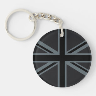 Black Union Jack UK Flag Design Sleutelhanger
