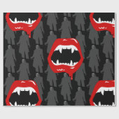 Black Vampire Fangs Nosferatu Spooky Black Cadeaupapier (Vlak)