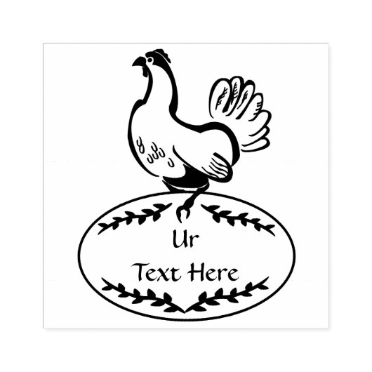 Black Vector Hen Monogram Rubberstempel (Afrduk)