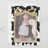 Black Velvet Bow Elegant Posh 1e verjaardag Kaart (Achterkant)