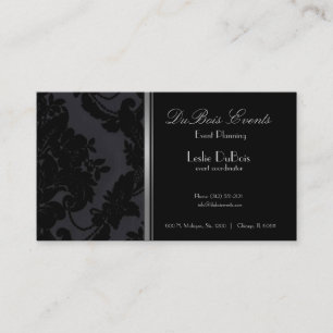 Black velvet damask event planner visitekaartje