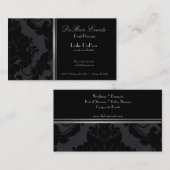 Black velvet damask event planner visitekaartje (Voorkant / Achterkant)