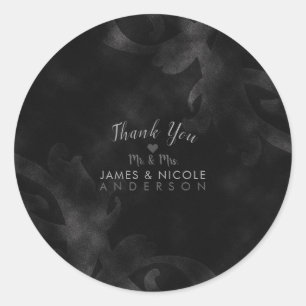 Black Velvet Elegant Vintage Glam Glamour Wedding Ronde Sticker