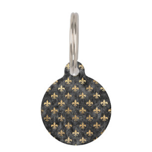 Black Velvet Fleur De Lis Mardi Gras Orleans Huisdierpenning