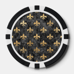 Black Velvet Fleur De Lis Mardi Gras Orleans Poker Chips