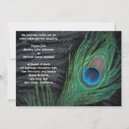 Black Velvet Peacock Wedding Invitation Kaart