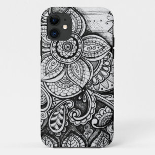 Black Velvet White Damask Dreamweaver Mandala Art iPhone 11 Hoesje