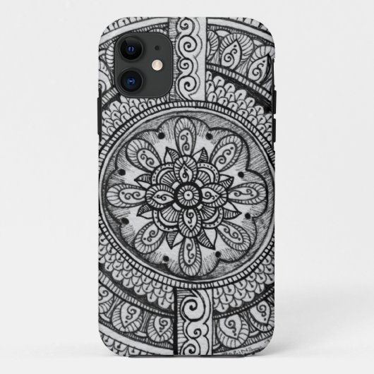 Black Velvet White Damask Dreamweaver Mandala Art Case-Mate iPhone Case (Achterkant)