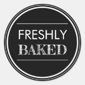Black | Vers gebakken broodbakkerij Ronde Sticker (Voorkant)