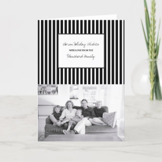 Black Vertical Festive Stripes Holiday Photo Feestdagen Kaart