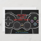 Black Video Game Controller Verjaardagsfeest Kaart (Voorkant)