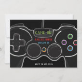 Black Video Game Controller Verjaardagsfeest Kaart (Achterkant)