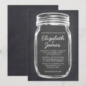 Black Vintage Mason Jar Invitations de mariage (Devant / Derrière)