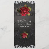Black Vintage Ornamy Rouge Roses Mariage Menu (Dos)