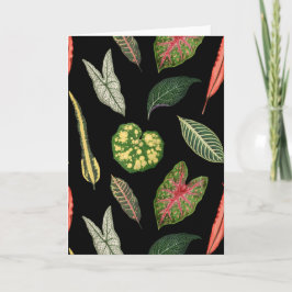 Black Vintage Plant Leaf Folded Greeting Card Kaart