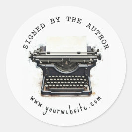 Black vintage Typewriter Signed by the author  Ronde Sticker