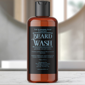 Black vintage waterproof beard wash label voedselcontainer etiket