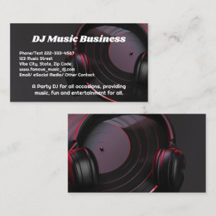 Black Vinyl Record DJ Party Muziek Deejay DJ's Visitekaartje