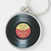 Black Vinyl Record Keyring Silver Color Sleutelhan Sleutelhanger (Voorkant)