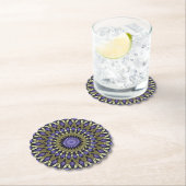 Black Violet Paars Faux Gold Mandala Pattern Kartonnen Onderzetters (Insitu)