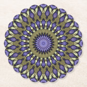 Black Violet Paars Faux Gold Mandala Pattern Kartonnen Onderzetters (Voorkant)