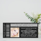 Black VIP Pass Ticket Verjaardagsfeest Uitnodiging (Staand voorkant)