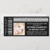 Black VIP Pass Ticket Verjaardagsfeest Uitnodiging (Voorkant)