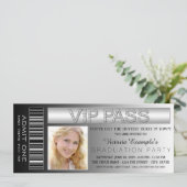 Black VIP Pass toegangsbewijs afstudeerfeest Kaart (Staand voorkant)