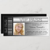 Black VIP Pass toegangsbewijs afstudeerfeest Kaart (Voorkant / Achterkant)