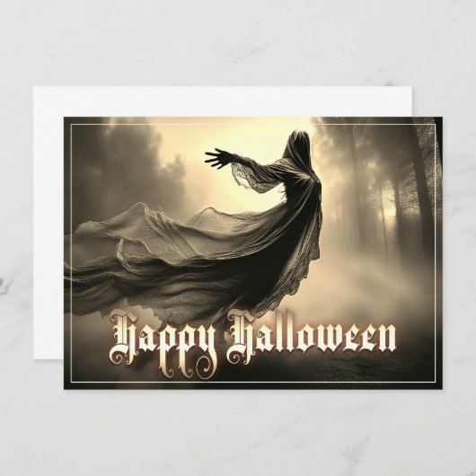 Black Vrouw Ghost in Hellscape - Halloween (Voorkant / Achterkant)