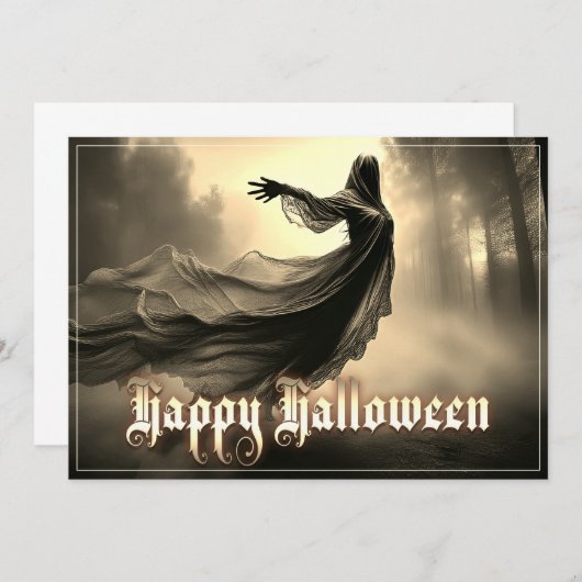 Black Vrouw Ghost in Hellscape - Halloween (Voorkant / Achterkant)