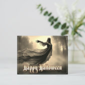 Black Vrouw Ghost in Hellscape - Halloween Feestdagenkaart (Staand voorkant)