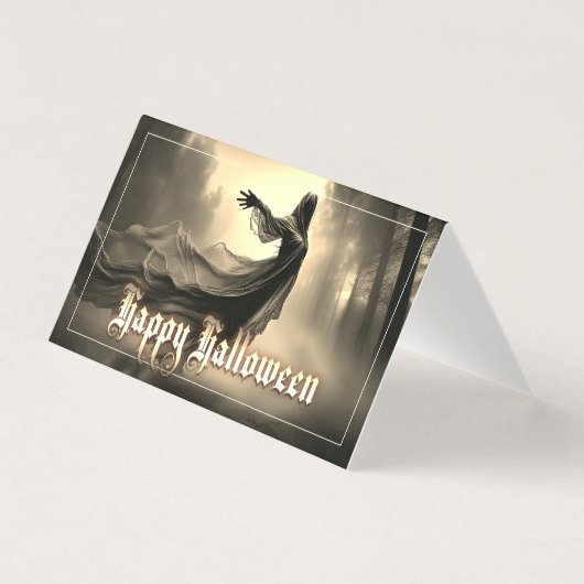 Black Vrouw Ghost in Hellscape - Halloween Kaart (Voorkant)