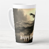 Black Vrouw Ghost in Hellscape - Halloween Latte Mok (Linkerhoek)