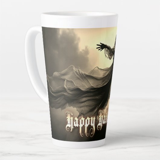 Black Vrouw Ghost in Hellscape - Halloween Latte Mok (Linkerhoek)