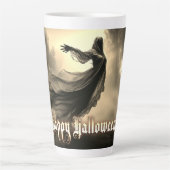 Black Vrouw Ghost in Hellscape - Halloween Latte Mok (Voorkant)