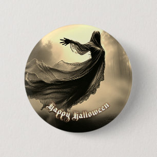Black Vrouw Ghost in Hellscape - Halloween Ronde Button 5,7 Cm