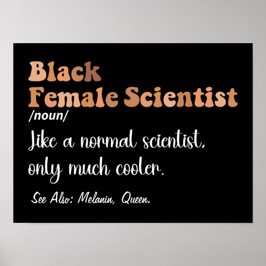 Black Vrouw Scientist Grappige Definitiewetenschap Poster (Voorkant)