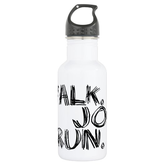 BLACK WALK JOG RUN (font SCRIBBLE) Waterfles (Voorkant)