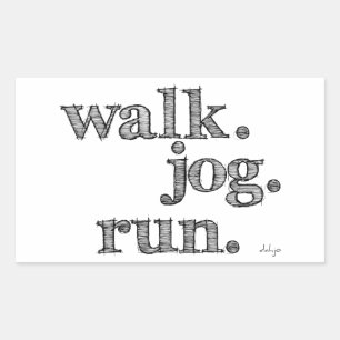 BLACK WALK JOG RUN (font SHADED) Rechthoekige Sticker