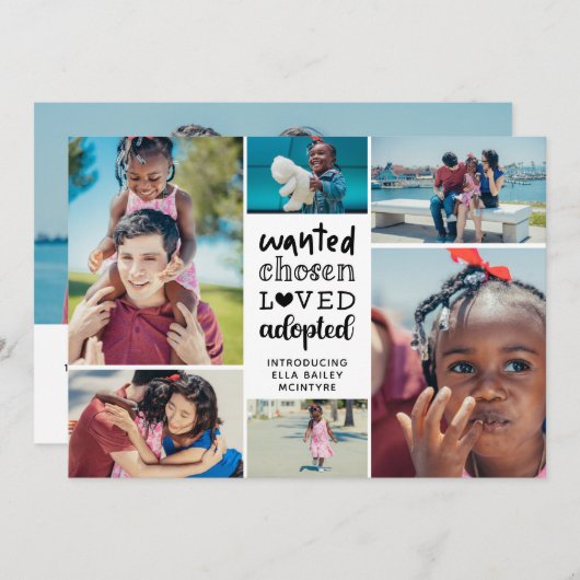 Black Wanted Chosen Loved Aangenomen Photo Collage Aankondiging (Voorkant / Achterkant)