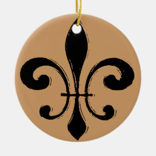 Black Washout Fleur De Lis Keramisch Ornament