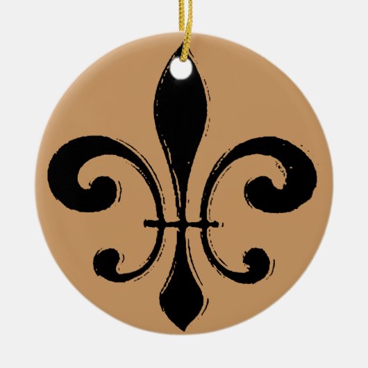 Black Washout Fleur De Lis Keramisch Ornament (Voorkant)