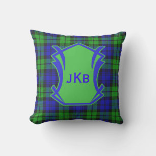 Black Watch Classic Tartan Monogramme Coussin