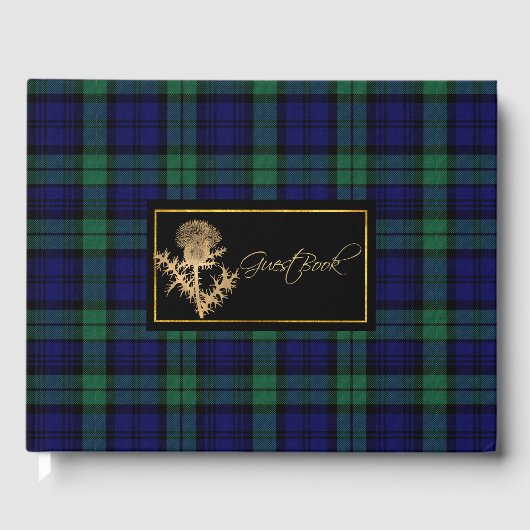 Black Watch Plaid et Thistle Mariage livre d'invit (Recto)