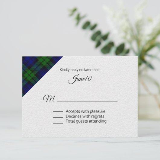 Black Watch Plaid Wedding RSVP (Debout devant)