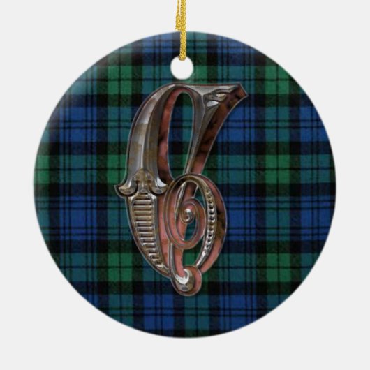Black Watch Pset Monogram-versiering Keramisch Ornament (Achterkant)