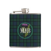 Black Watch Pset Tartan Scottish Thistle Monogram Heupfles (Voorkant)